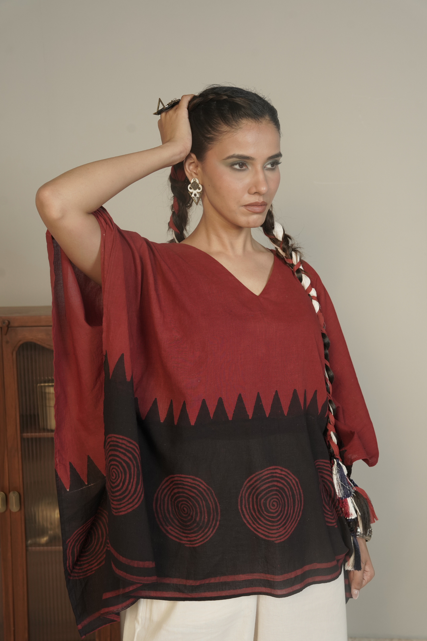 Spiral Edge Ajrakh Cotton Top Bottom Set – Tira