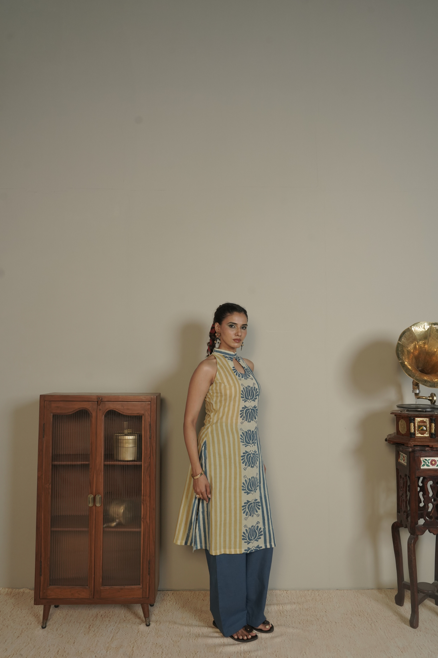 Column Lotus Ajrakh Cotton Kurta Bottom Set – Sira