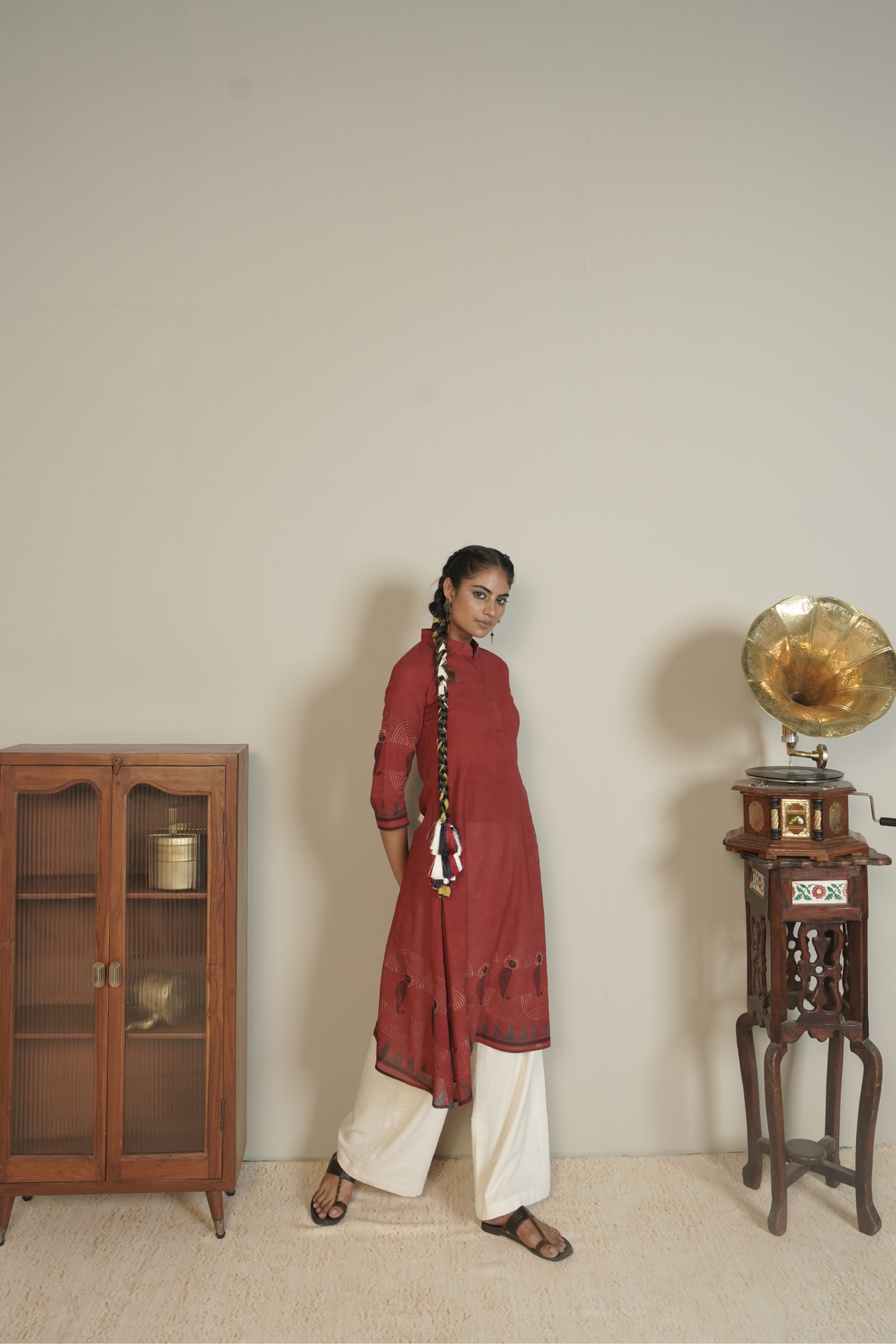 Ember Root Ajrakh Cotton Kurta- Plazo Set – Meira