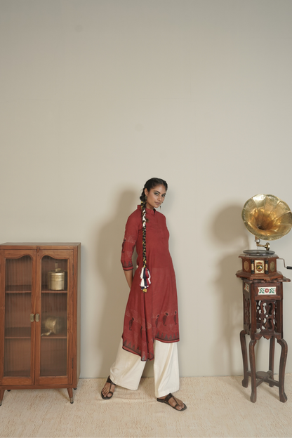 Ember Root Ajrakh Cotton Kurta- Plazo Set – Meira
