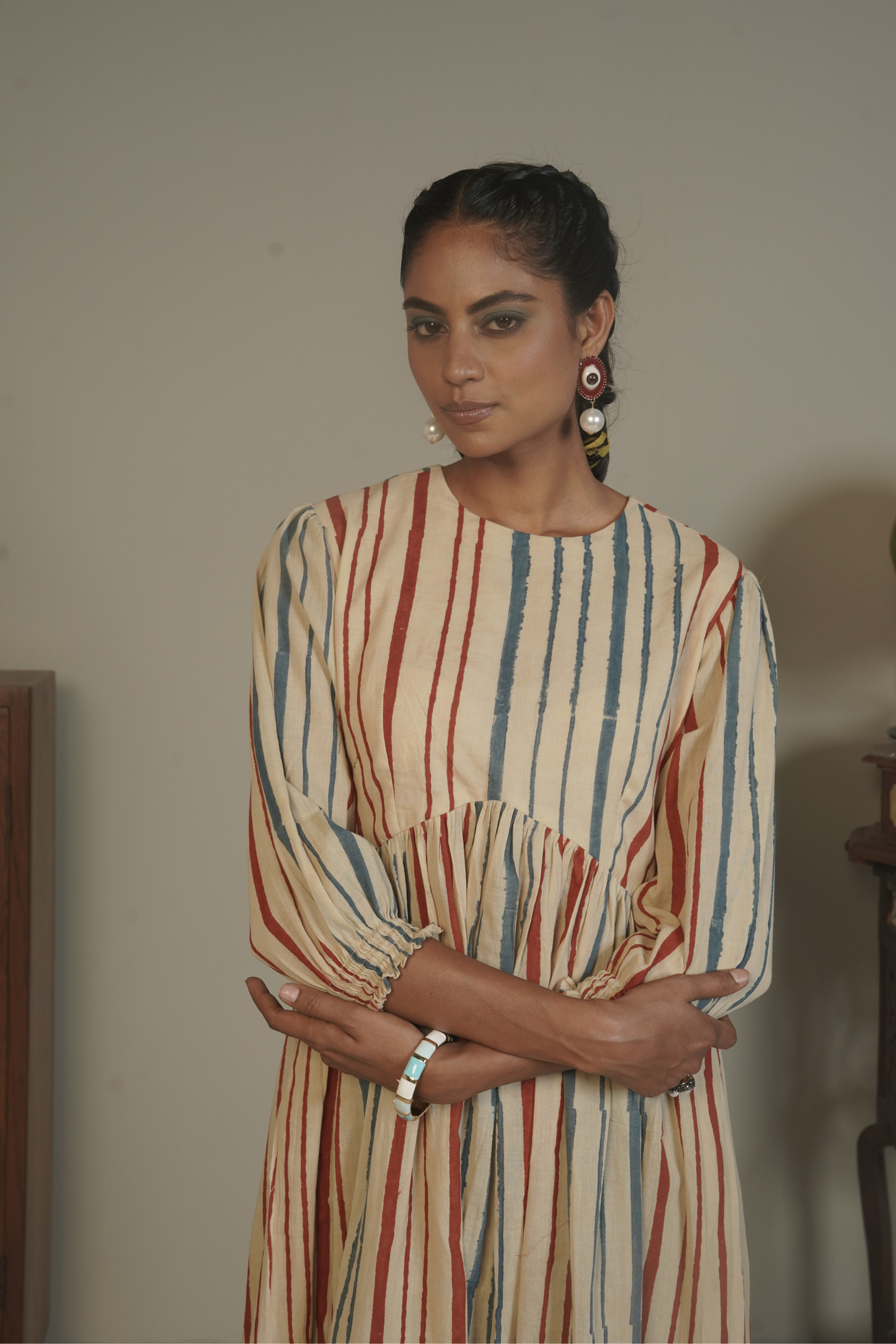 Palette Line Ajrakh Cotton Dress – Ira
