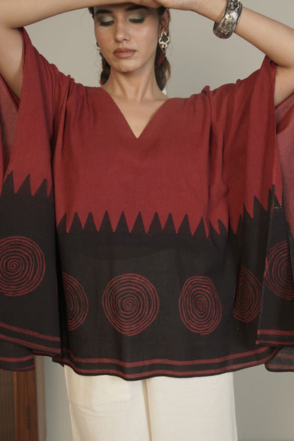 Spiral Edge Ajrakh Cotton Top