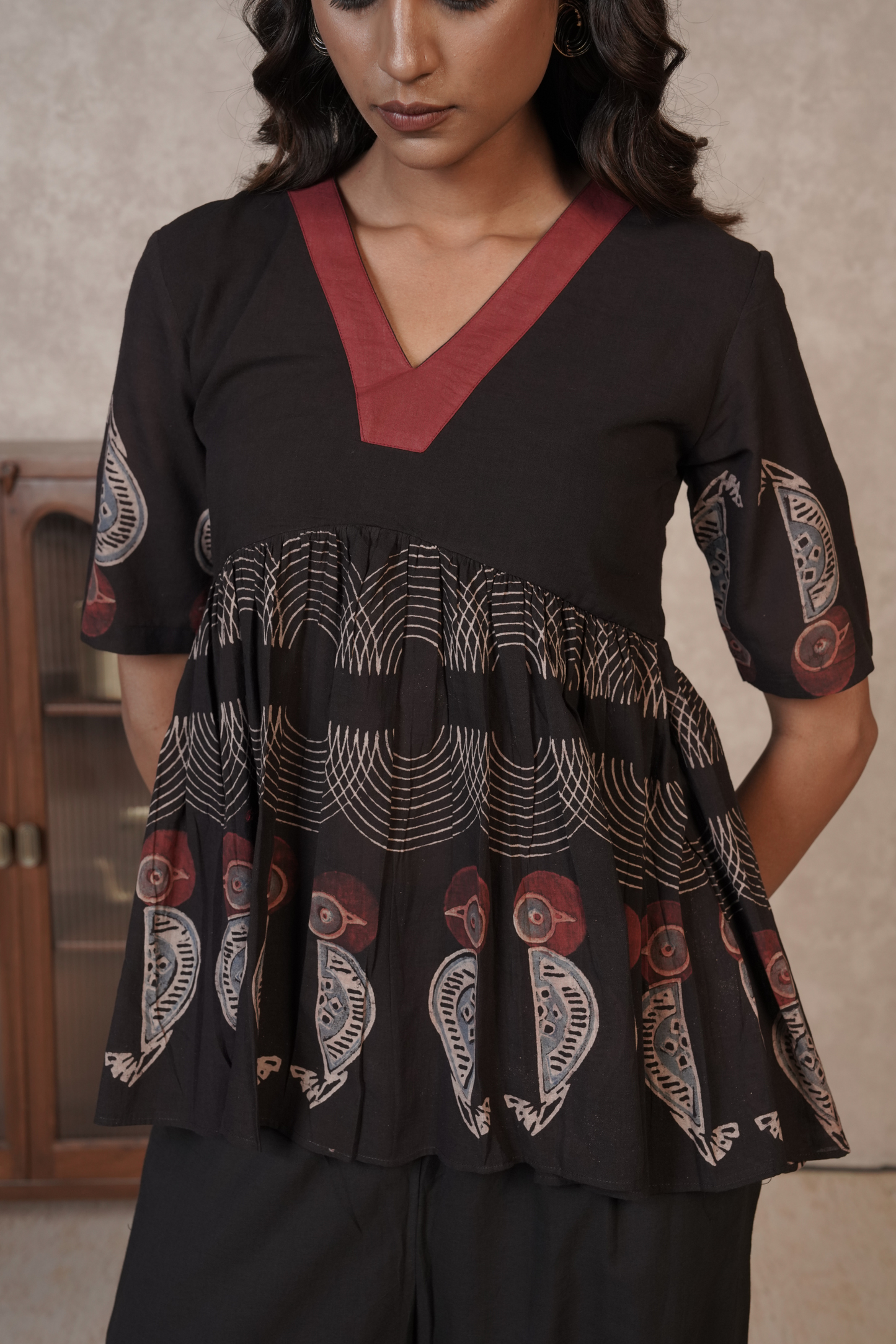 Black Printed Ajrakh Cotton Co-ord Set – Ember Flare