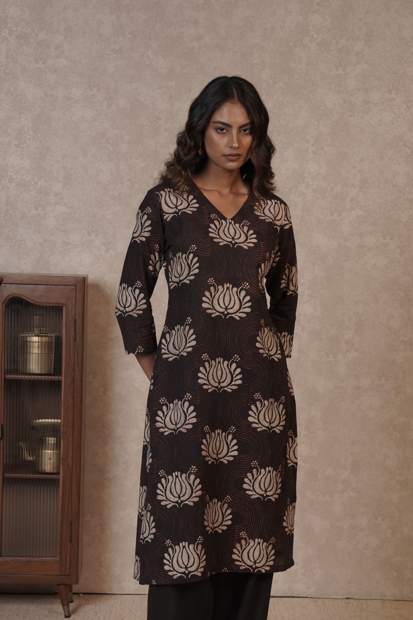 Sable Lotus Ajrakh Cotton Kurti