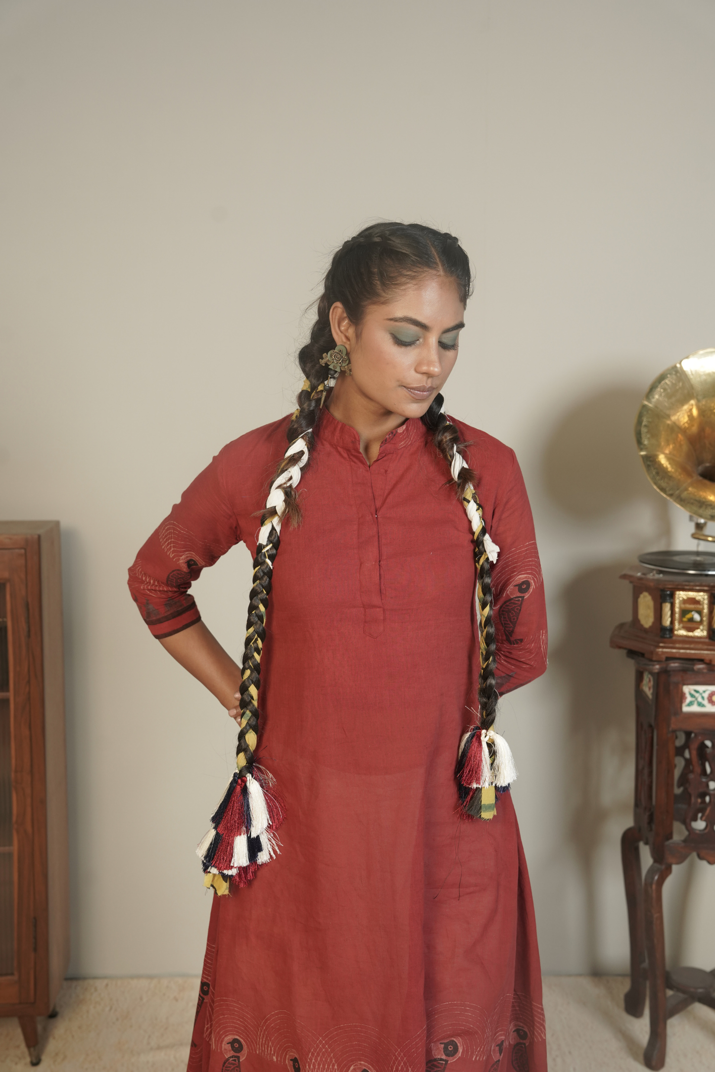Ember Root Ajrakh Cotton Kurta- Plazo Set – Meira