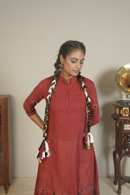 Ember Root Ajrakh Cotton Kurta- Plazo Set – Meira