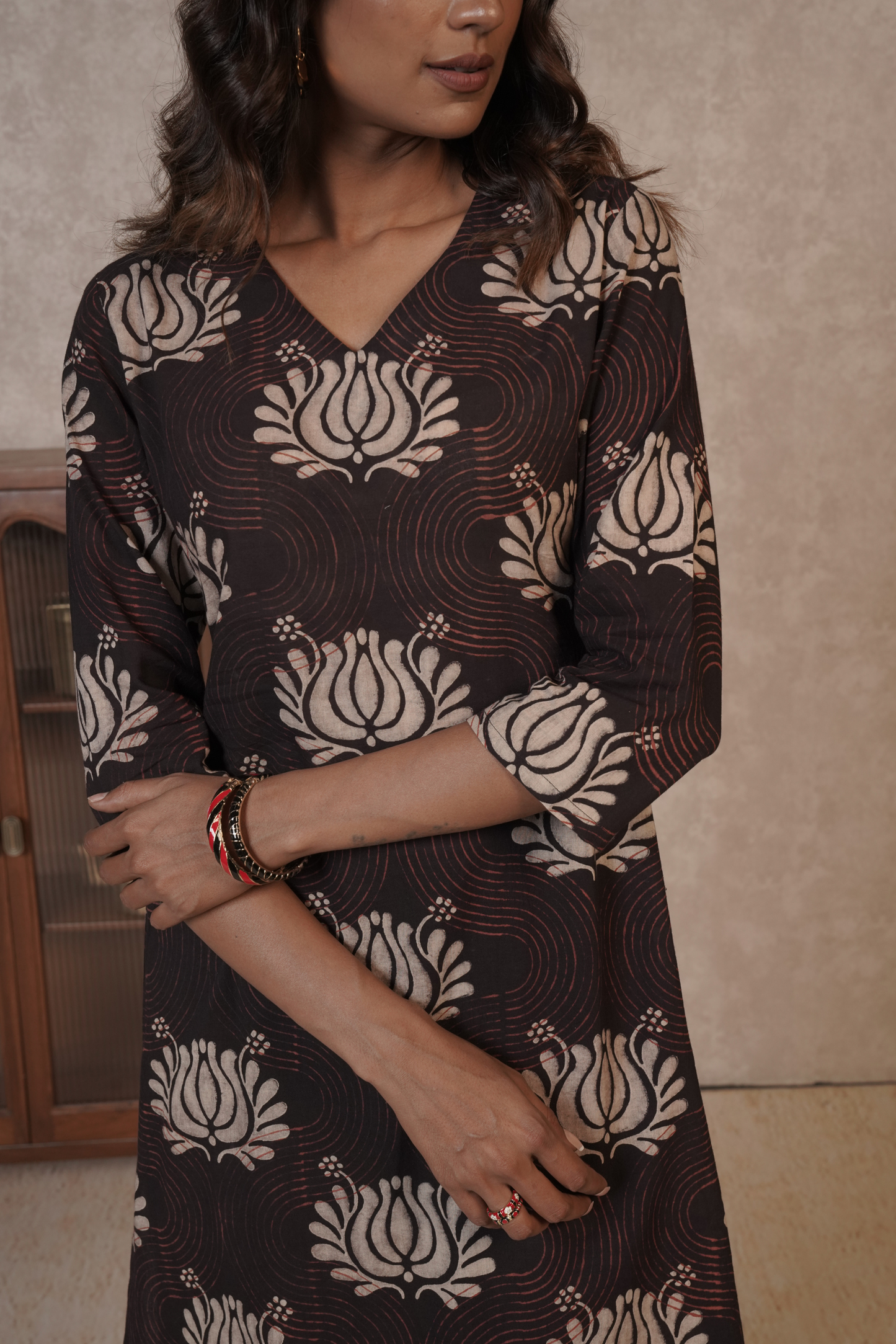 Sable Lotus Ajrakh Cotton Kurta Bottom Set – Ruh