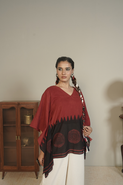 Spiral Edge Ajrakh Cotton Top Bottom Set – Tira