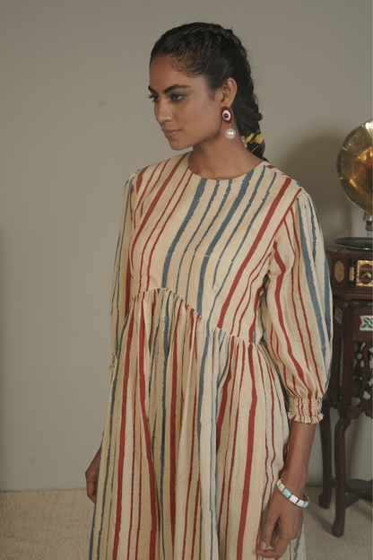 Palette Line Ajrakh Cotton Dress – Ira