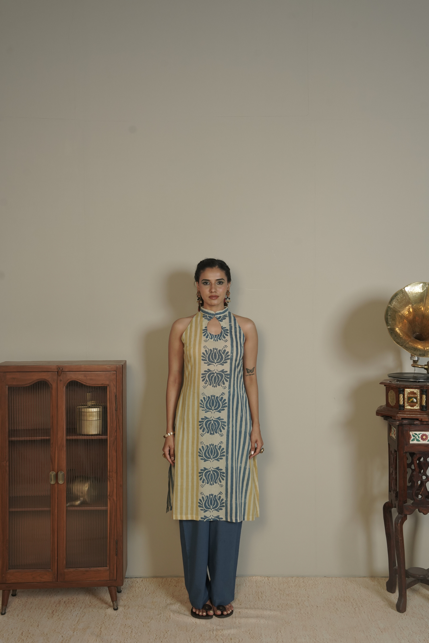 Column Lotus Ajrakh Cotton Kurta Bottom Set – Sira