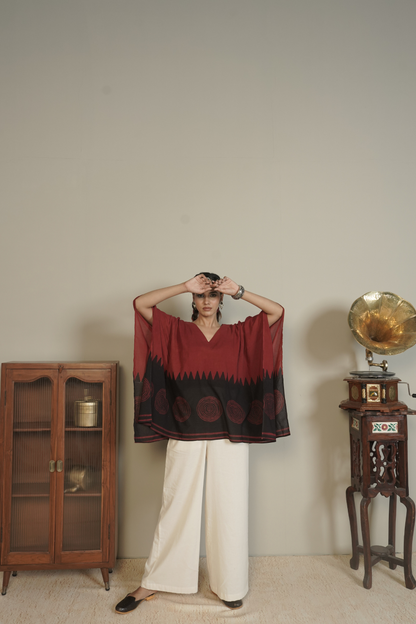 Spiral Edge Ajrakh Cotton Top Bottom Set – Tira