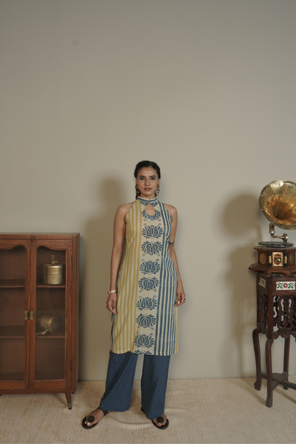 Column Lotus Ajrakh Cotton Kurta Bottom Set – Sira
