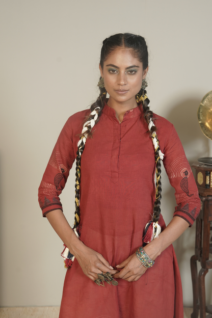 Ember Root Ajrakh Cotton Kurta- Plazo Set – Meira