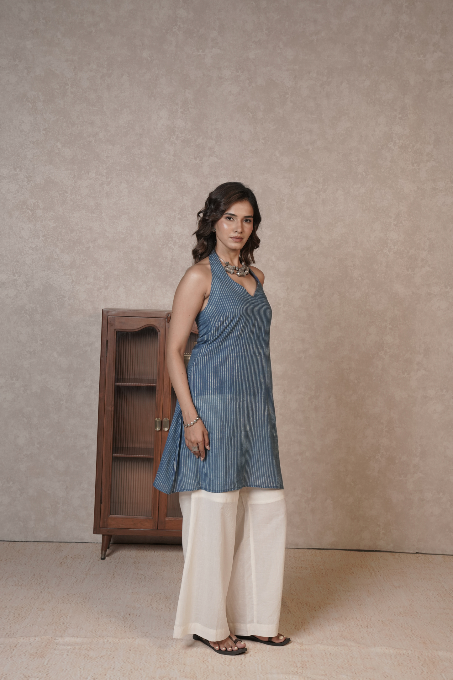 Skyline Open Back Ajrakh Cotton Kurta Plazo Set – Eira