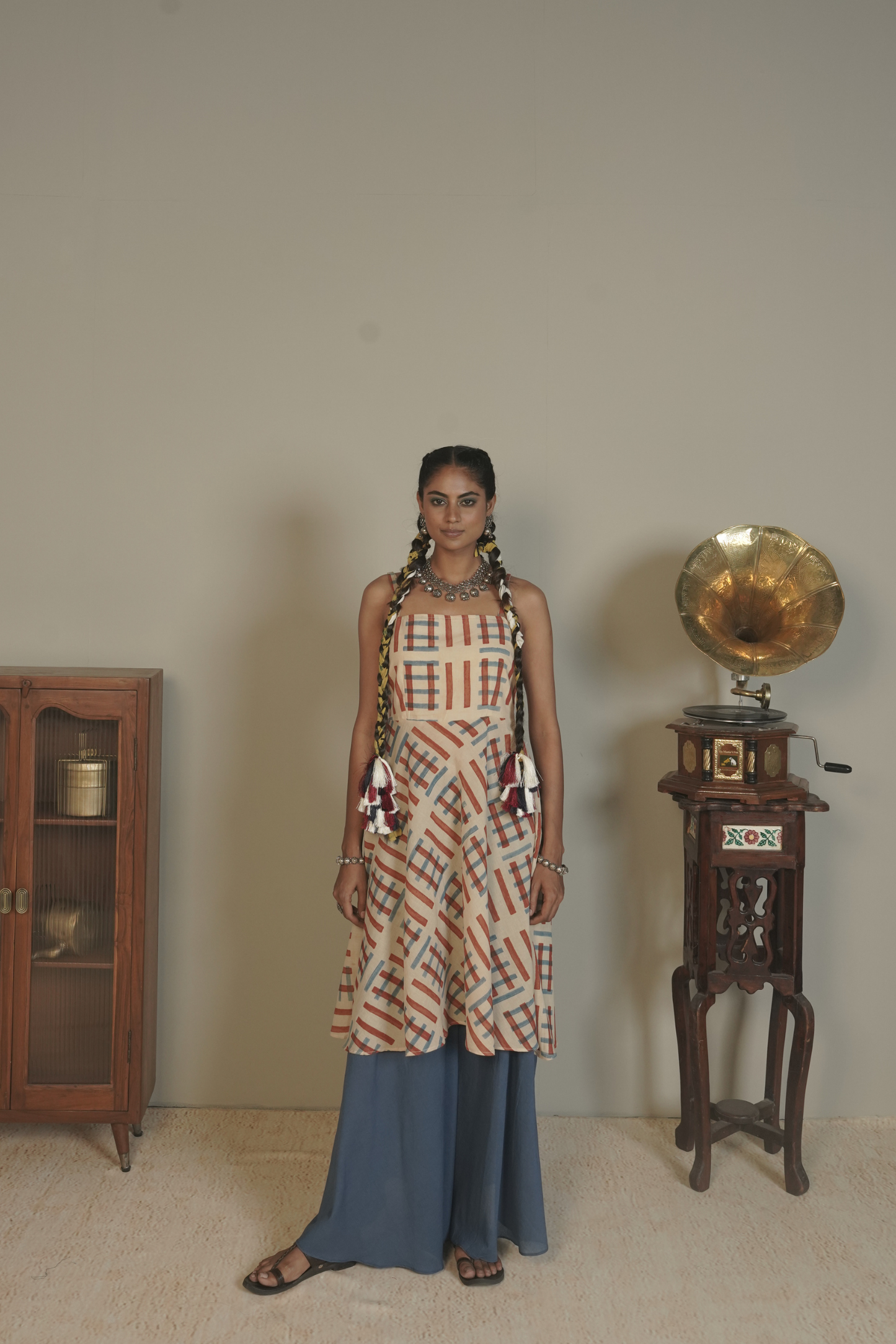 Crossplay Ajrakh Cotton Kurta Plazo Set – Nyra