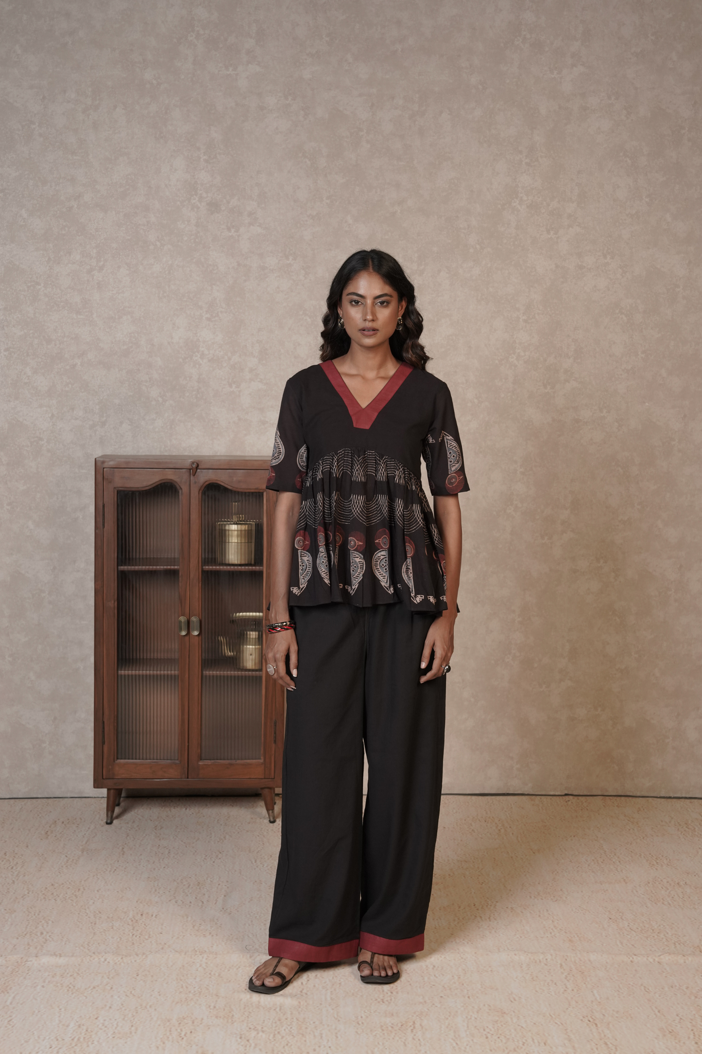 Black Printed Ajrakh Cotton Co-ord Set – Ember Flare