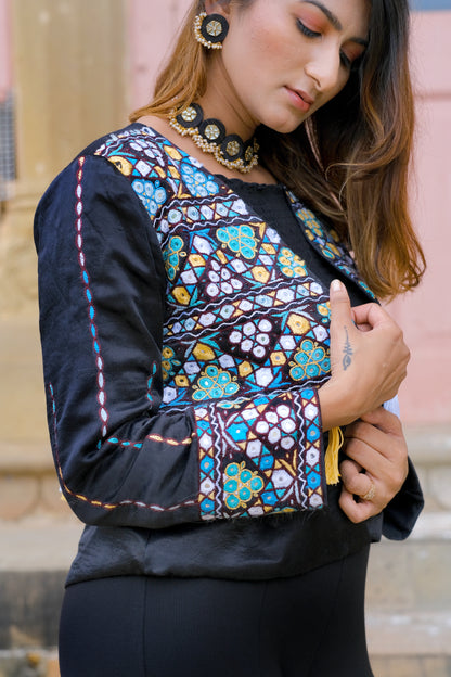 Embroidered Black & Blue Color jacket