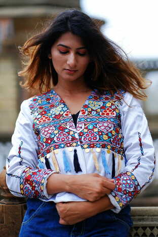 White embroidered jacket