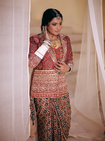 Meetha Khara Blazer + Zenia Saree